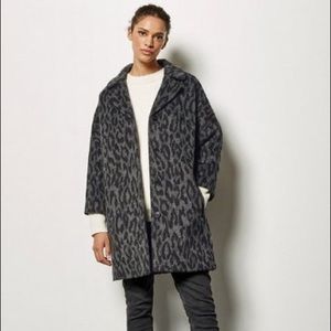 Olsen Grey/Black Leopard Wool Coat (Size S/6)